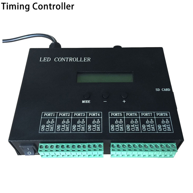 RGB led timetable controller,play effects by schedule,control max 8192 pixels,support WS2812 WS2811,For programmable led strip